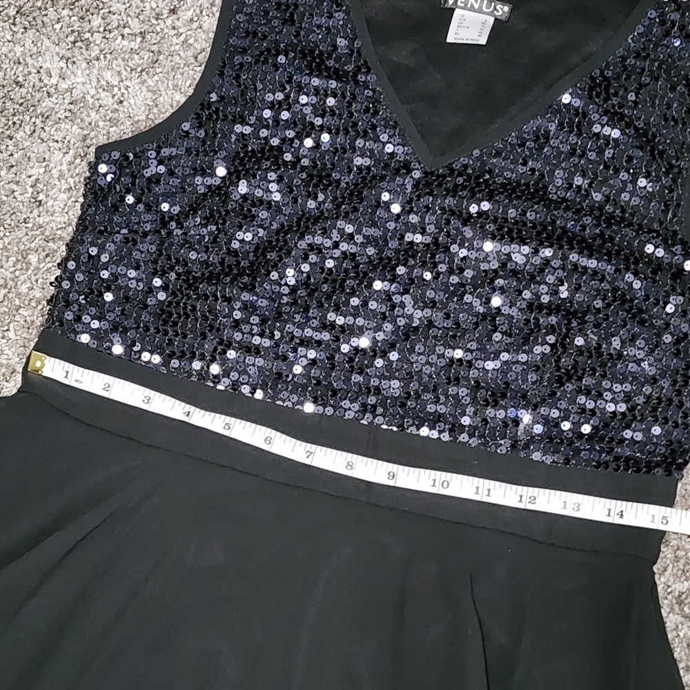 VENUS Black High-Low Cocktail Dress with V-Neck - Picture 12 of 13